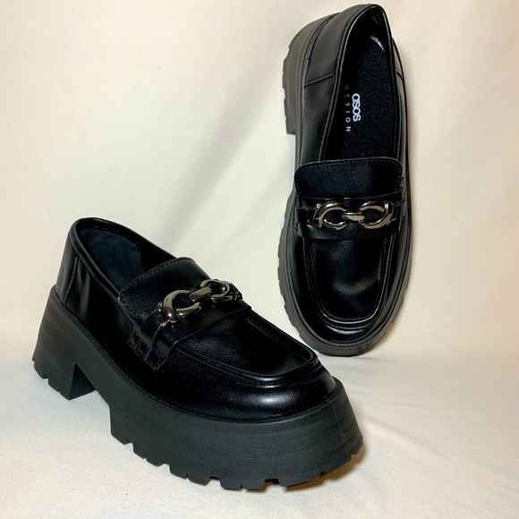 ASOS Design chunky heel shoes sz 7 black - Picture 1 of 13